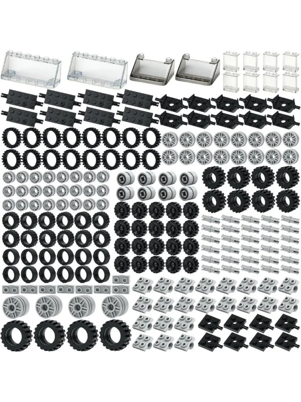 224PCS Building Bricks Wheels & Axles Set for Cars, DIY Toy Parts & Accessories